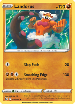 Landorus #105/196 Rare (Reverse Holofoil) / Lost Origin