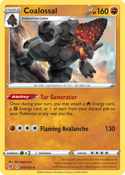 Coalossal #107/192 Holo Rare (Holofoil) / Rebel Clash