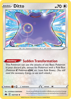 Ditto #107/159 Holo Rare (Holofoil) / Crown Zenith