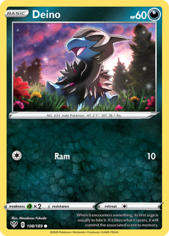 Deino #108/189 Common (Reverse Holofoil) / Darkness Ablaze