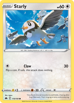 Starly #110/159 Common (Reverse Holofoil) / Crown Zenith