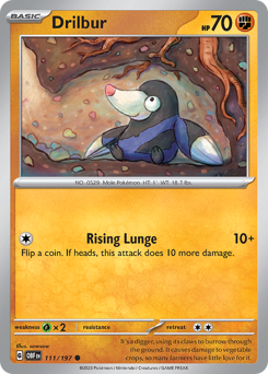 Drilbur #111/197 Common (Reverse Holofoil) / Obsidian Flames