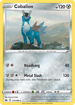 Cobalion #114/198 Holo Rare (Reverse Holofoil) / Chilling Reign