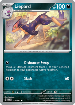 Liepard #115/182 Common (Reverse Holofoil) / Paradox Rift