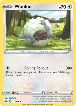 Wooloo #121/159 Common (Reverse Holofoil) / Crown Zenith