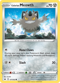 Galarian Meowth #127/202 Common / Sword & Shield