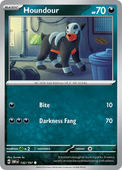 Houndour #132/197 Common (Reverse Holofoil) / Obsidian Flames