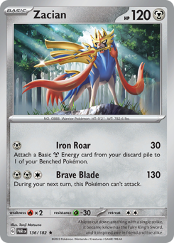 Zacian #136/182 Rare (Reverse Holofoil) / Paradox Rift