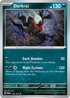 Darkrai #136/197 Rare (Reverse Holofoil) / Obsidian Flames