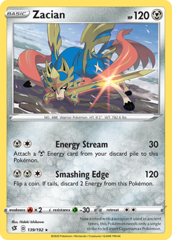 Zacian #139/192 Rare (Reverse Holofoil) / Rebel Clash