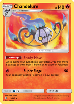 Chandelure #013/145 Holo Rare (Reverse Holofoil) / Guardians Rising