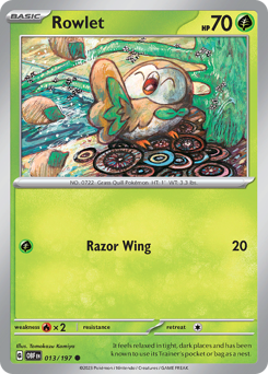 Rowlet #013/197 Common (Reverse Holofoil) / Obsidian Flames