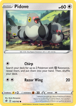 Pidove #143/192 Common (Reverse Holofoil) / Rebel Clash