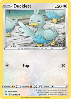 Ducklett #148/189 Common (Reverse Holofoil) / Darkness Ablaze