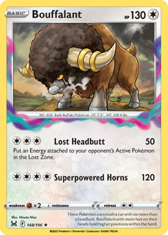 Bouffalant #148/196 Rare (Reverse Holofoil) / Lost Origin