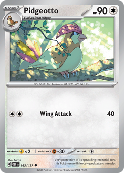 Pidgeotto #163/197 Uncommon (Reverse Holofoil) / Obsidian Flames