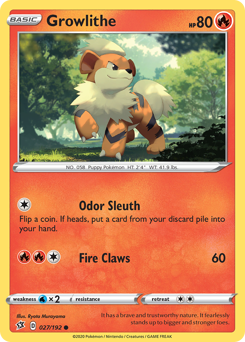 Growlithe #027/192 Common (Reverse Holofoil) / Rebel Clash