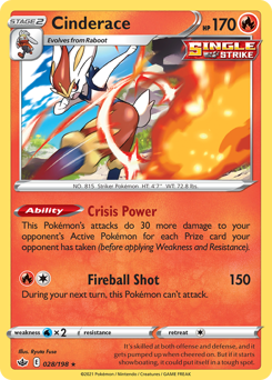 Cinderace #028/198 Holo Rare (Reverse Holofoil) / Chilling Reign