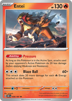 Entei #030/197 Rare (Holofoil) / Obsidian Flames