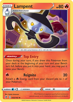 Lampent #032/192 Uncommon (Reverse Holofoil) / Rebel Clash