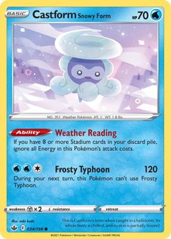 Castform Snowy Form #034/198 Common (Reverse Holofoil) / Chilling Reign