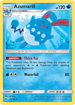 Azumarill #035/147 Rare (Reverse Holofoil) / Burning Shadows