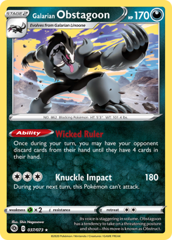 Galarian Obstagoon #37/73 Holo Rare (Reverse Holofoil) / Champion's Path