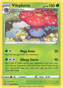 Vileplume #003/196 Holo Rare (Reverse Holofoil) / Lost Origin