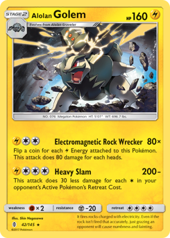 Alolan Golem #042/145 Holo Rare (Reverse Holofoil) / Guardians Rising