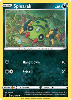 Spinarak #43/72 Common (Reverse Holofoil) / Shining Fates
