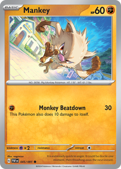 Mankey #45/91 Common (Reverse Holofoil) / Paldean Fates