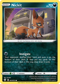 Nickit #47/72 Common (Reverse Holofoil) / Shining Fates