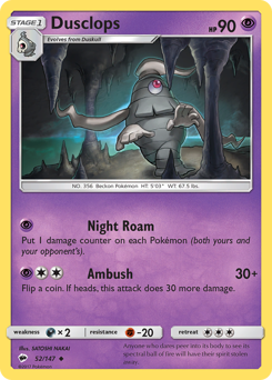 Dusclops #052/147 Uncommon (Reverse Holofoil) / Burning Shadows