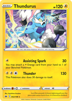 Thundurus #052/198 Holo Rare (Reverse Holofoil) / Chilling Reign