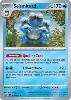 Seismitoad #052/197 Uncommon (Reverse Holofoil) / Obsidian Flames