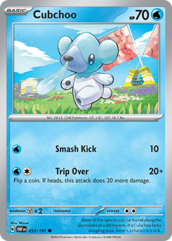 Cubchoo #053/197 Common (Reverse Holofoil) / Obsidian Flames