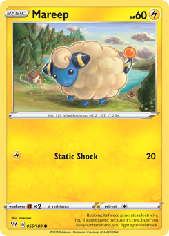 Mareep #055/189 Common (Reverse Holofoil) / Darkness Ablaze
