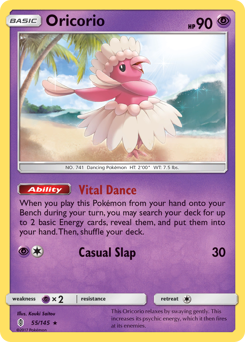 Oricorio #055/145 Rare (Reverse Holofoil) / Guardians Rising