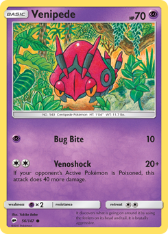 Venipede #056/147 Common (Reverse Holofoil) / Burning Shadows