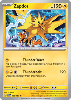 Zapdos #065/167 Rare (Reverse Holofoil) / Twilight Masquerade
