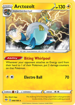 Arctozolt #066/189 Holo Rare (Holofoil) / Darkness Ablaze