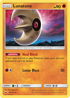Lunatone #068/147 Uncommon (Reverse Holofoil) / Burning Shadows