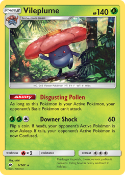 Vileplume #006/147 Holo Rare (Reverse Holofoil) / Burning Shadows