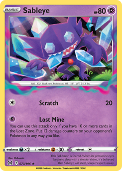 Sableye #070/196 Holo Rare (Reverse Holofoil) / Lost Origin