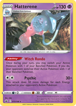 Hatterene #073/198 Holo Rare (Reverse Holofoil) / Chilling Reign