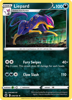 Liepard #078/159 Rare (Normal) / Crown Zenith