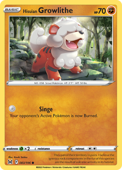 Hisuian Growlithe #083/196 Common (Reverse Holofoil) / Lost Origin