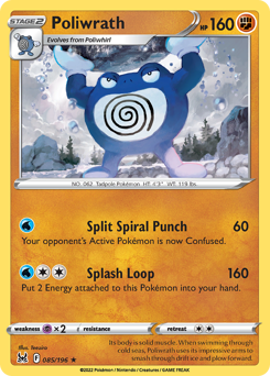 Poliwrath #085/196 Rare (Reverse Holofoil) / Lost Origin