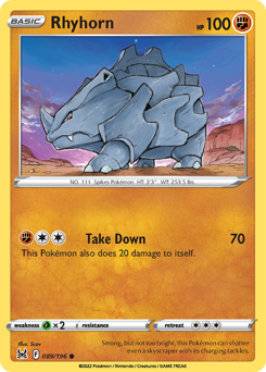 Rhyhorn #089/196 Common (Reverse Holofoil) / Lost Origin