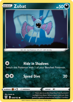 Zubat #089/163 Common (Reverse Holofoil) / Battle Styles